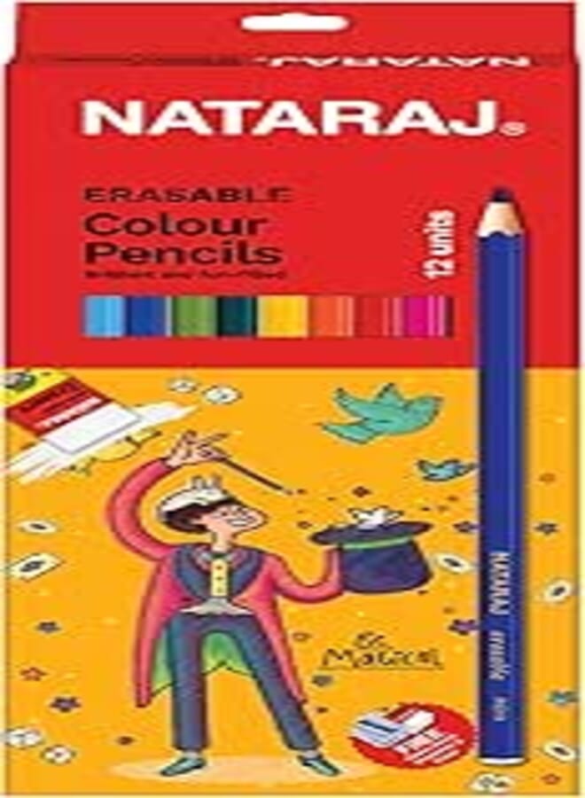 Nataraj Full Size Erasable Color Pencils, 12 Color